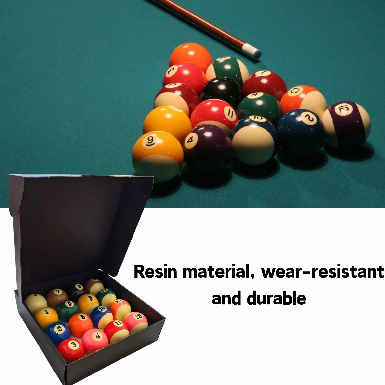 Jeu de Boules de Billard 57,2 mm 16 Pièces, Jeu Complet Boule de Billard en Résine pour Compétition et Loisir