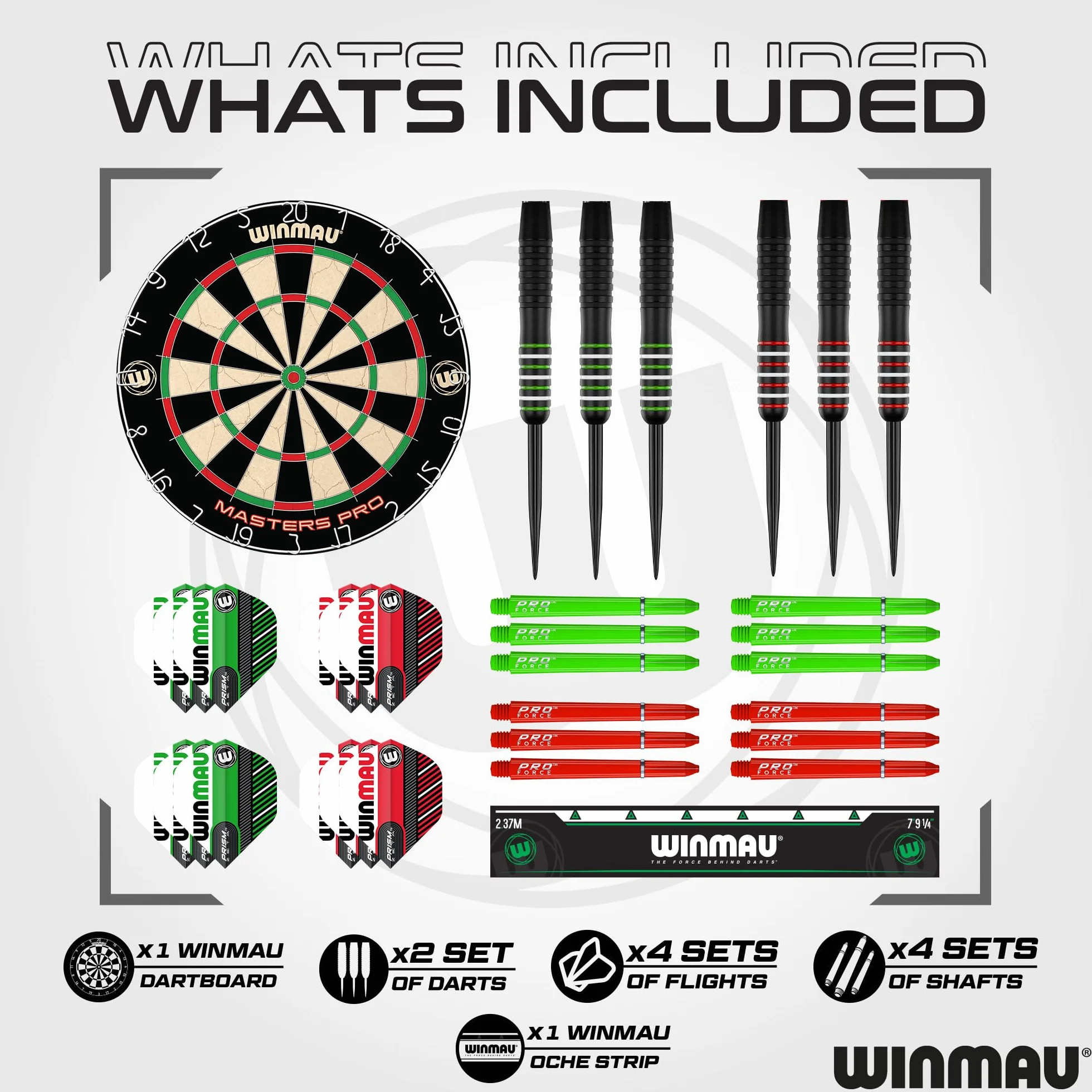 Winmau Darts - Masters Pro Premium Jeu de fléchettes en Poils- Comprend Un Jeu de fléchettes, des fléchettes, des ailettes, des tiges et Une Bande Oche