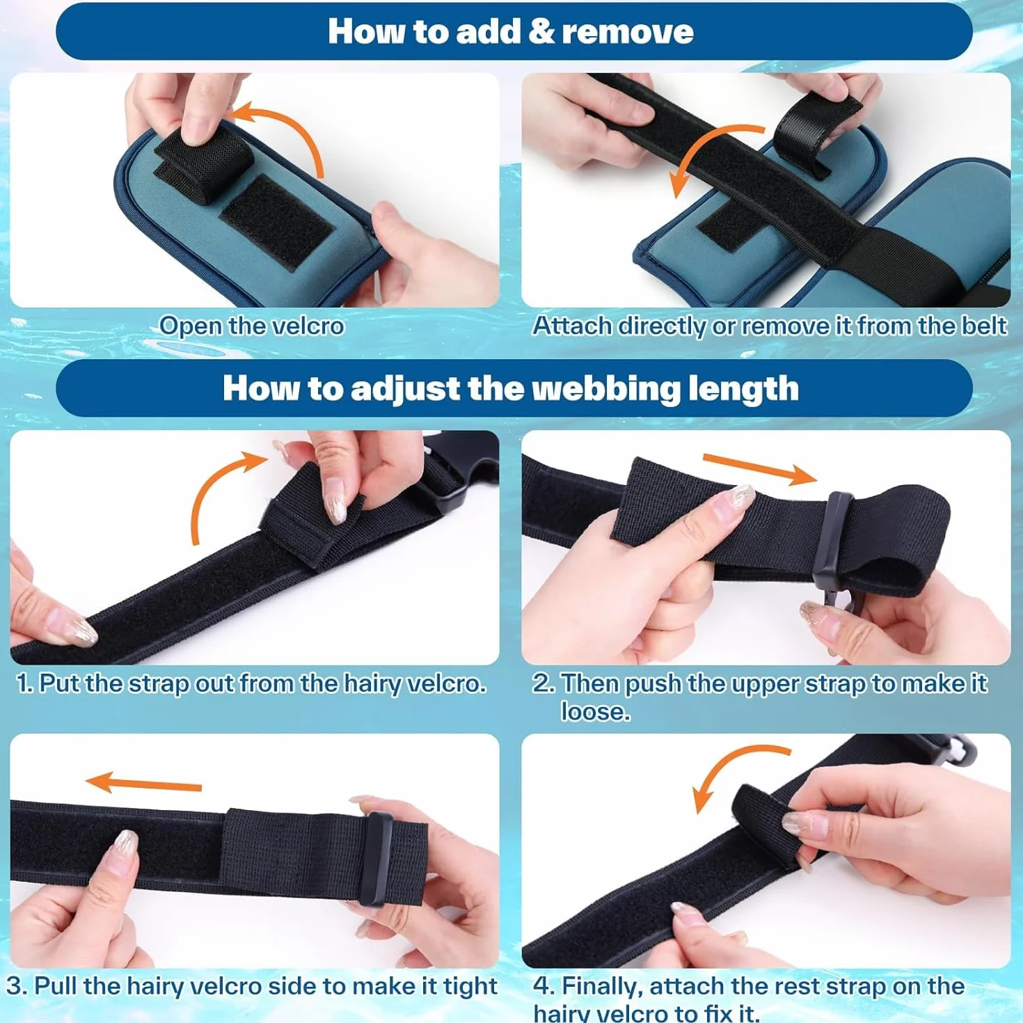 Sportneer Ceinture de jogging Aqua pour adultes - Blocs réglables pour l'entraînement à la résistance à l'eau, ceinture de jogging aquatique pour exercices de piscine, aquagym