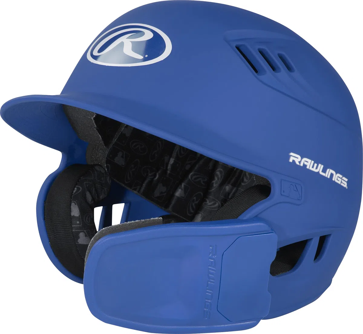 Rawlings | R16 Reversible EXT | Casque de Batteur Mat | Masque Facial réversible | Senior (17,5 cm - 19,5 cm) | Bleu Roi Mat