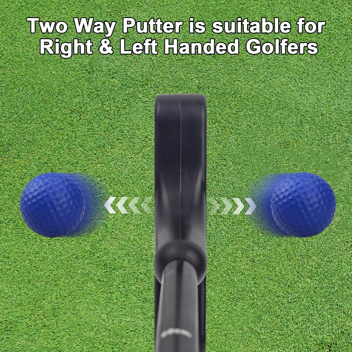 KOFULL Lot de 2 putters de Golf réglables, Bleu et Noir, Tige Extensible de 53,3 à 91,4 cm pour Tous Les âges, avec 2 balles de Golf d'entraînement
