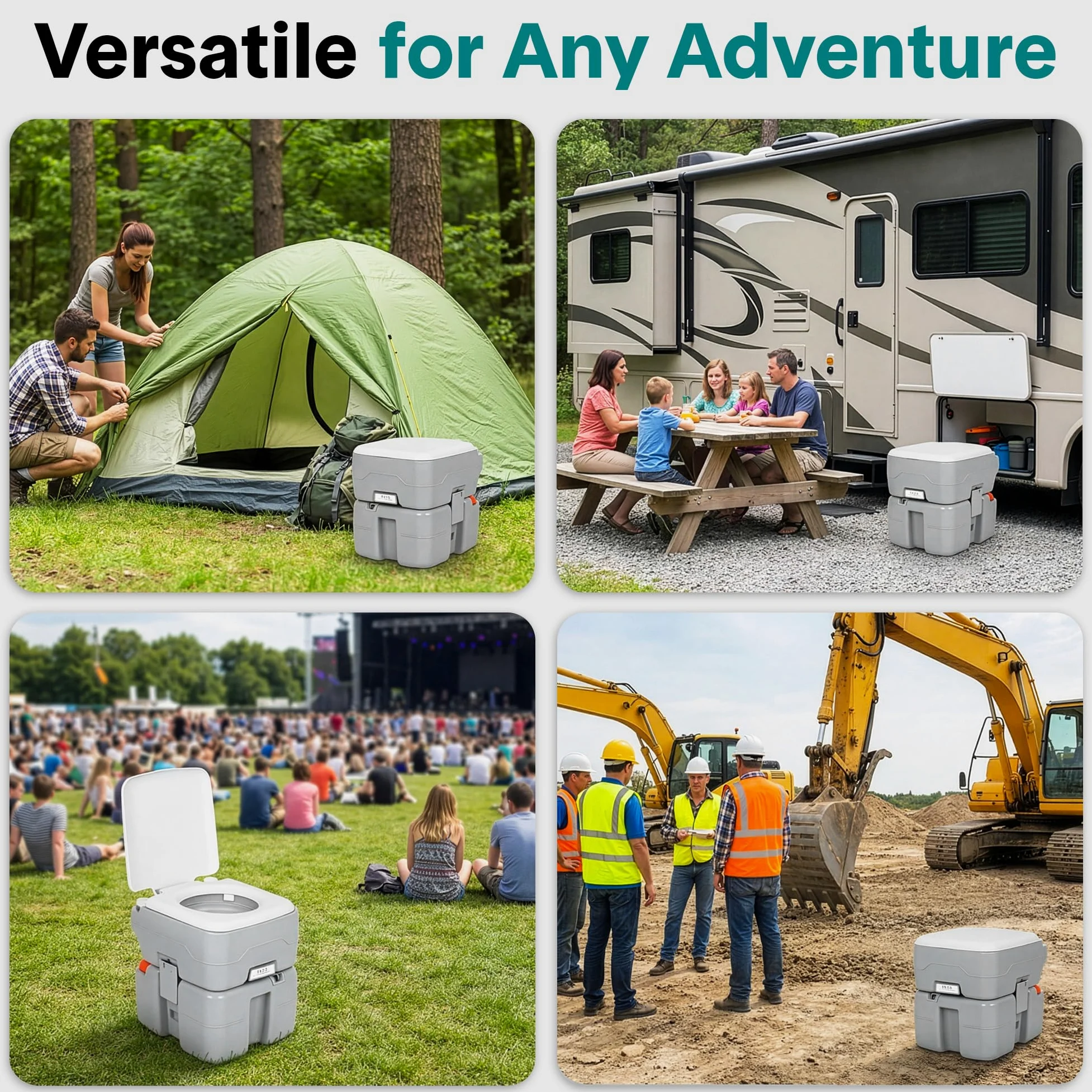 SereneLife Toilettes de Camping Portables 20 L avec Sac de Transport, WC Chimique Portable avec Plus de 100 Chasses d’Eau, Toilette Portable Étanche Anti-Odeurs, Jusqu’à 150 kg
