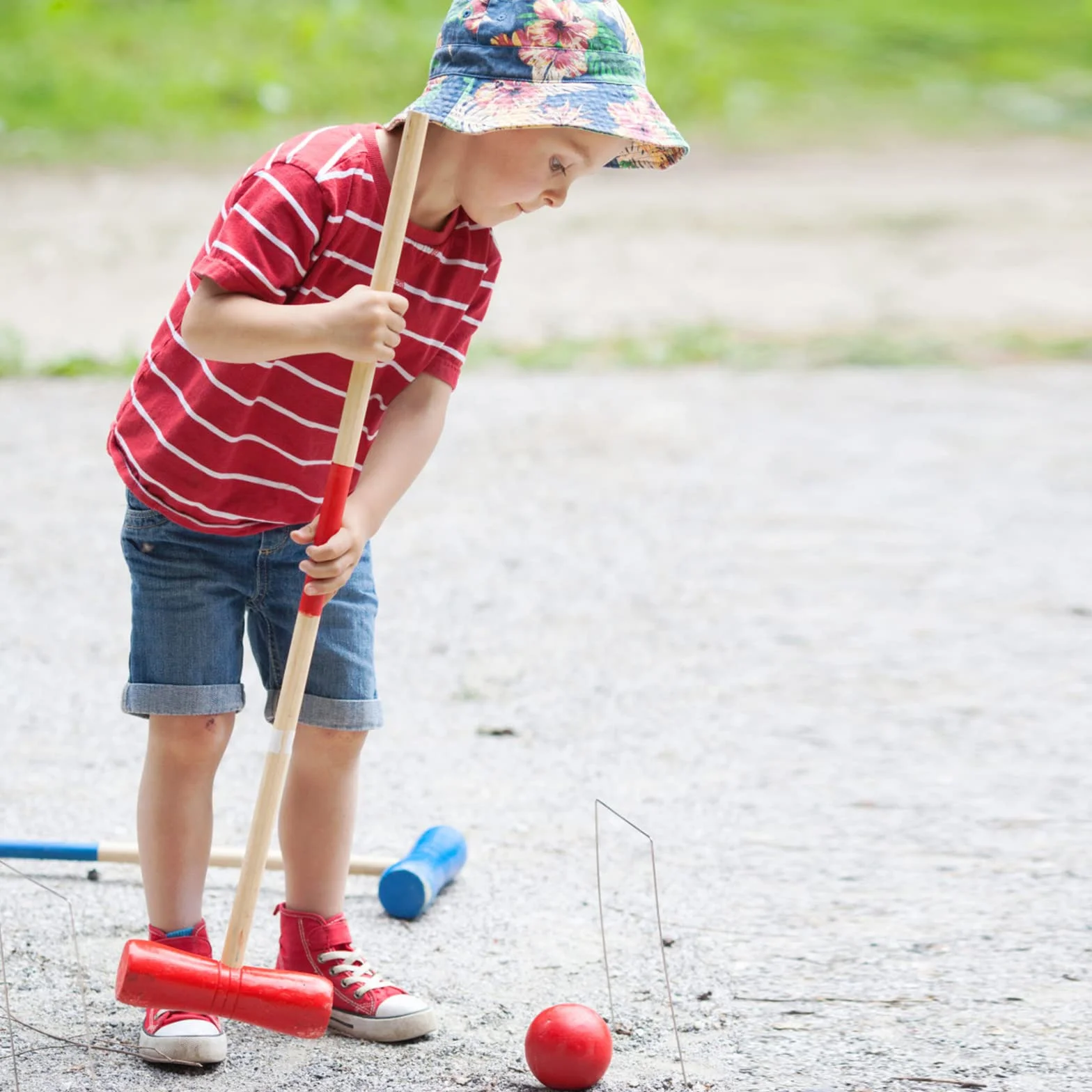 FIVMEN Jeu de croquet en bois pour 4 joueurs, jeux de jardin, jeux de plein air, adultes et enfants