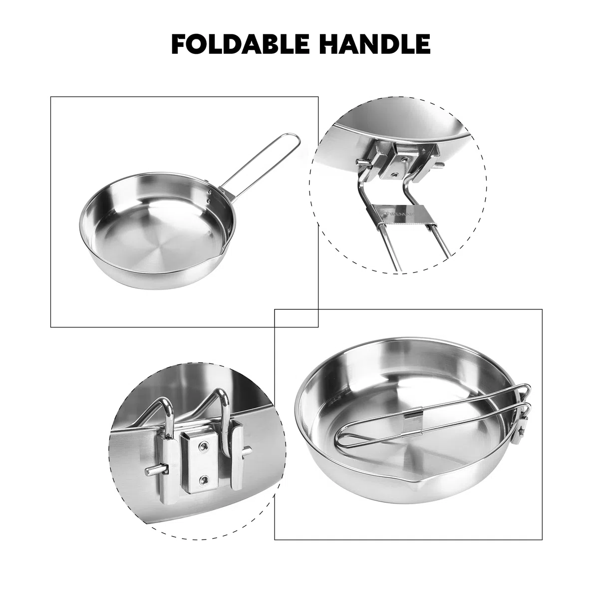 Fire-Maple Antarcti Poêle à Frire en Acier Inoxydable pour Camping et Pique-nique, Aluminium Soudé, Fond Diffusant Chaleur avec Poignée Pliable