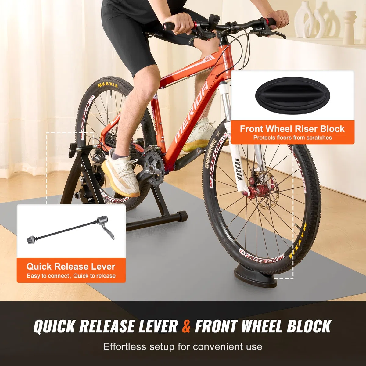 VEVOR Support d'Entraînement pour Vélo, Entraîneur de Vélo Fluide Stationnaire pour Roues de 66-74 cm, Moteur à Volant d'Inertie à Réduction de Bruit, Levier à Dégagement Rapide, Exercices Intérieur