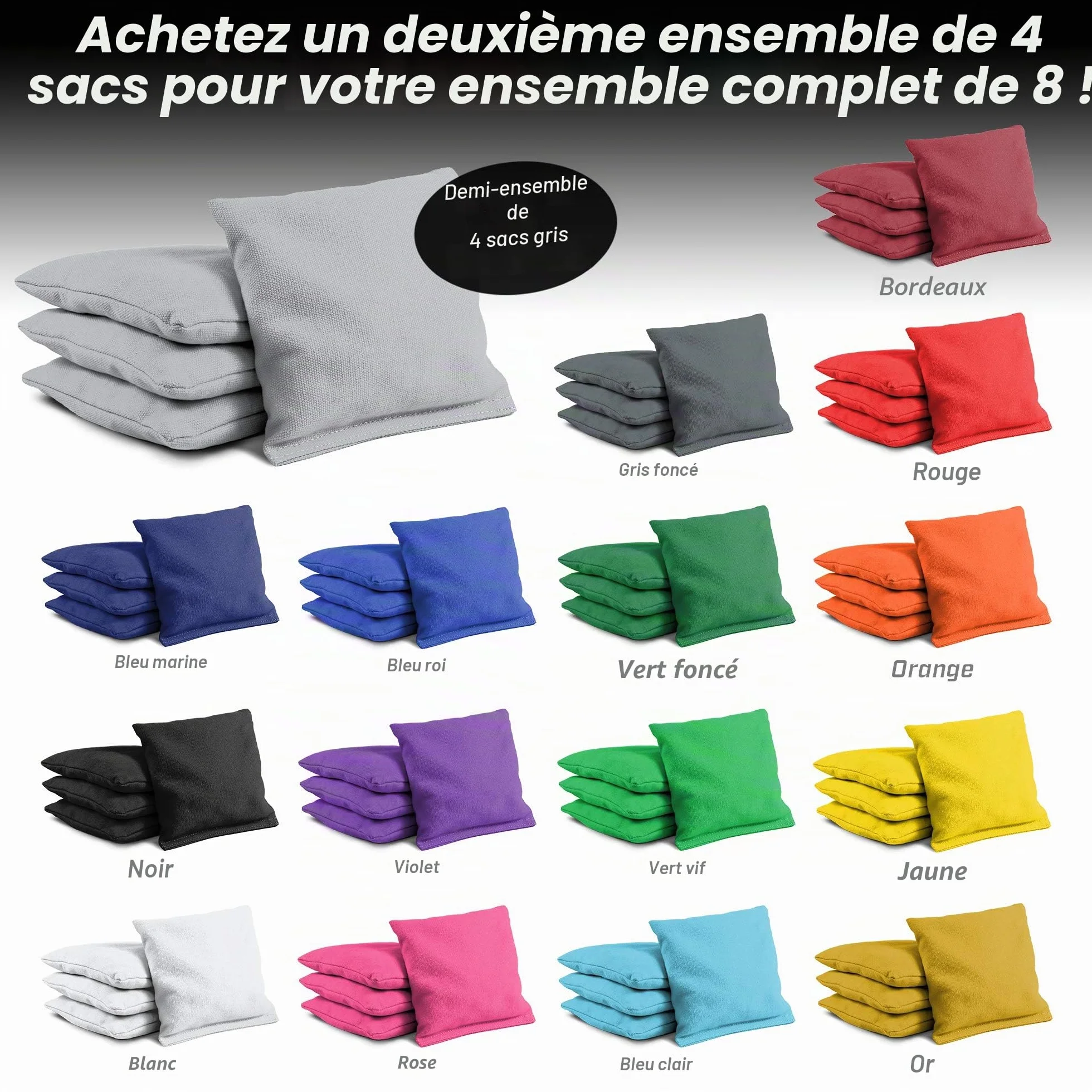 GoSports Lot de 4 Sacs de Cornhole Toutes Saisons 16 Couleurs
