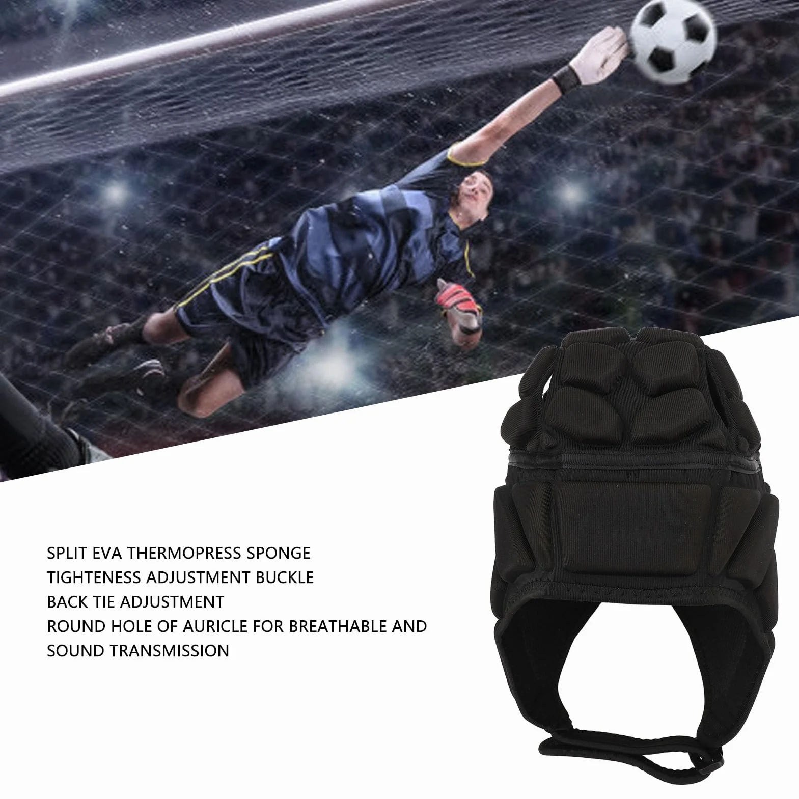 Casque de Football, Casque de Protection de Rugby avec Tissu OK Néoprène, éponge EVA, Conception de Trou d'oreille pour Le Cyclisme, Le Ski, Le Sport