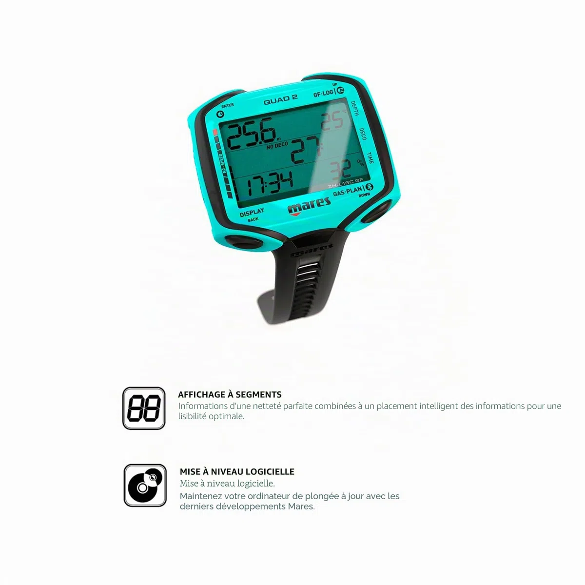 Ordinateur de plongée Mares Quad 2 Aquamarine
