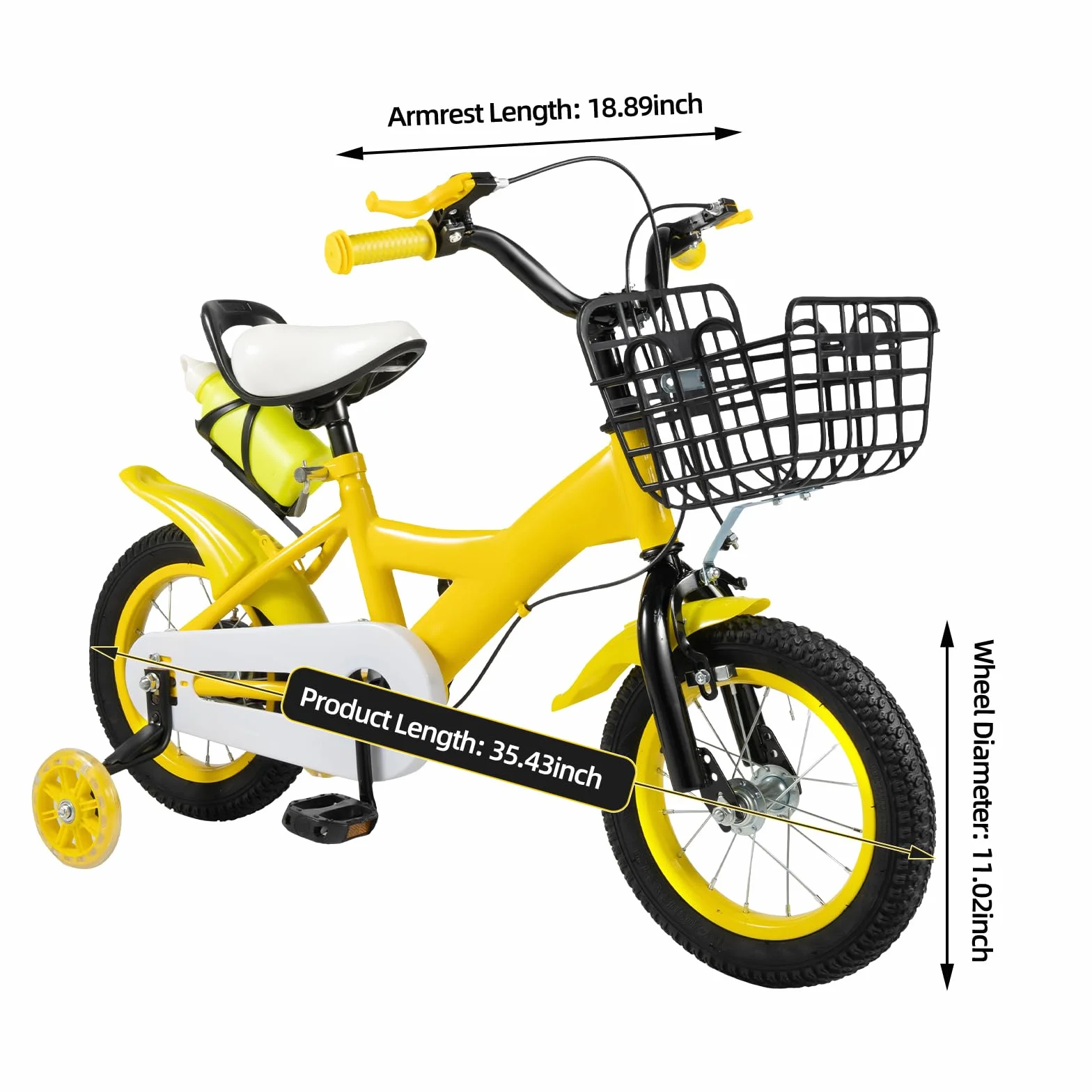 Vélo enfant 2-4 ans roues stabilisatrices frein double siège réglable hauteur 80-95 cm
