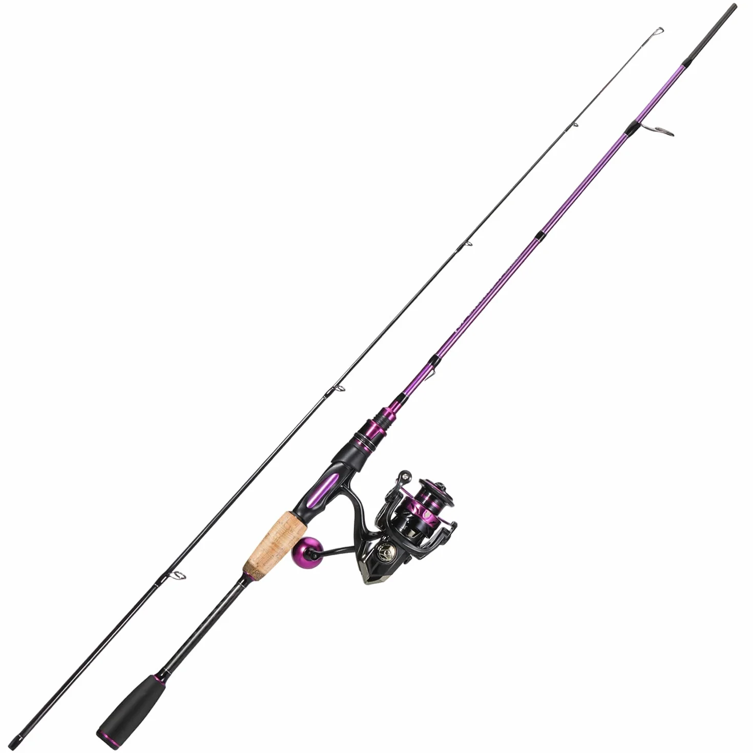 Sougayilang Canne à pêche MH 1,8 m/2,1 m et moulinet 2000, canne à pêche et moulinet pour pêche au bar