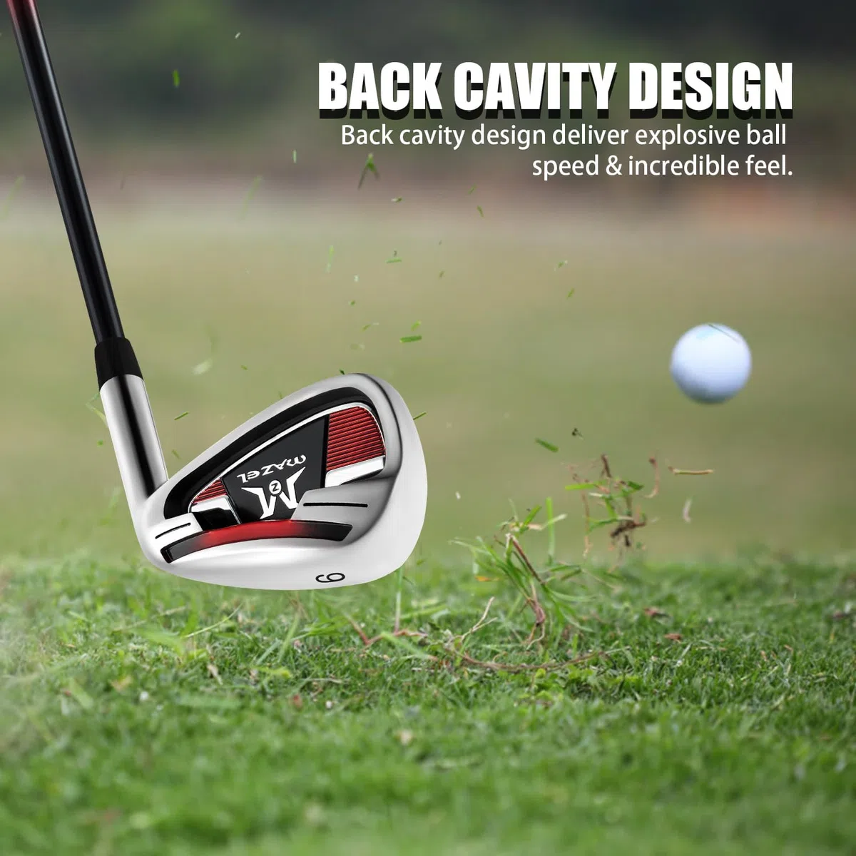 MAZEL WM-X3 Club de golf simple en fer 1, 2, 3, 4, 5, 6, 7, 8, 9, P, S, tige en acier inoxydable de qualité supérieure, face fraisée CNC pour plus de rotation