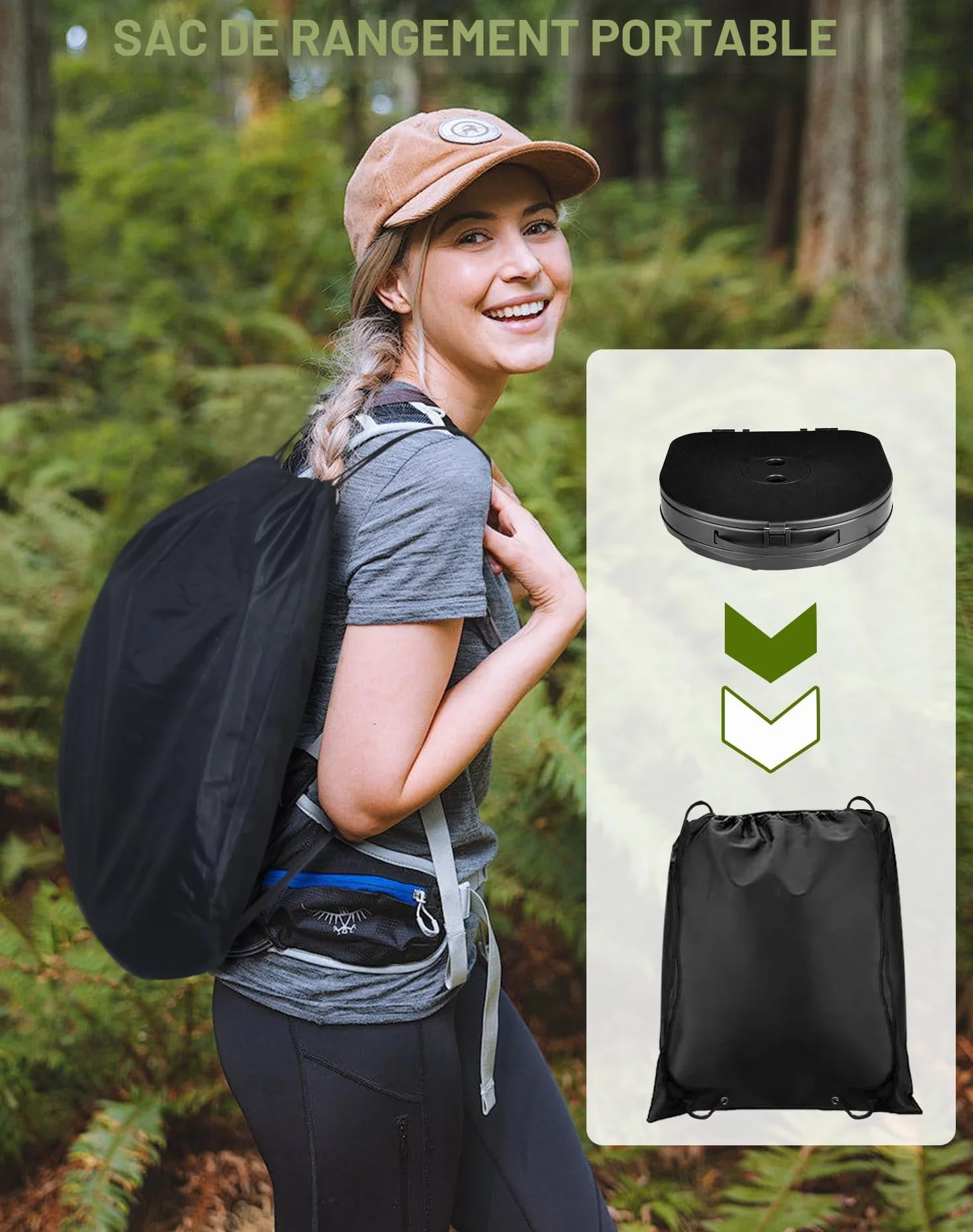 Toilette Portable Camping avec Couvercle, WC Portable avec Sac Poubelle, Toilettes Sèches, pour Le Camping, Les Barbecues, Les Voyages, la Pêche, la Plage et L'auto-Propulsion