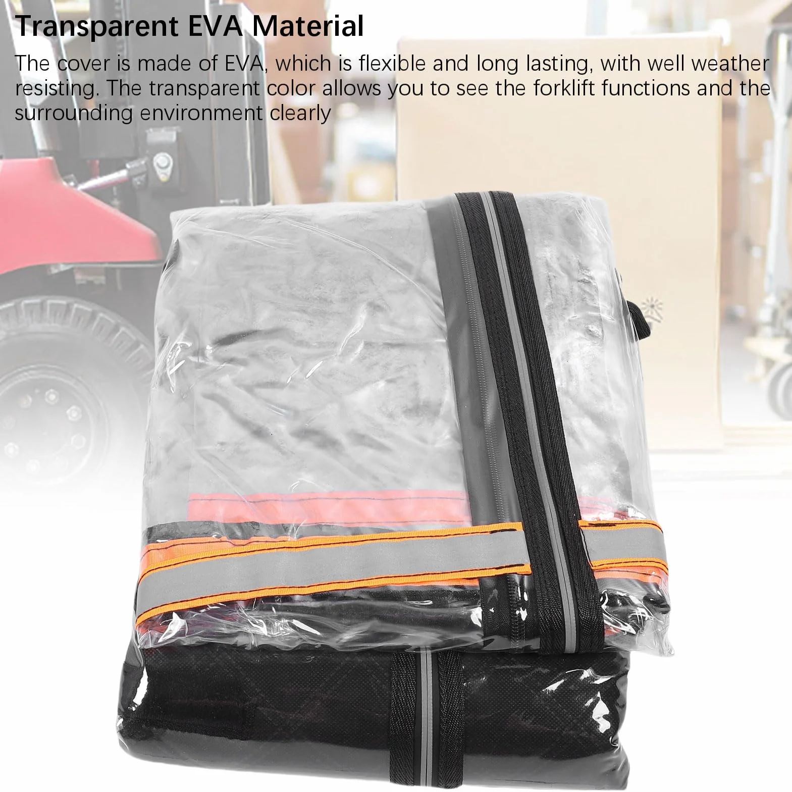 Walfront Housse de Pluie pour Chariot élévateur, Universelle, Transparente, EVA, Protection contre les Intempéries, pour Chariots élévateurs jusqu'à 6 000 Lb, avec Fermeture éclair,