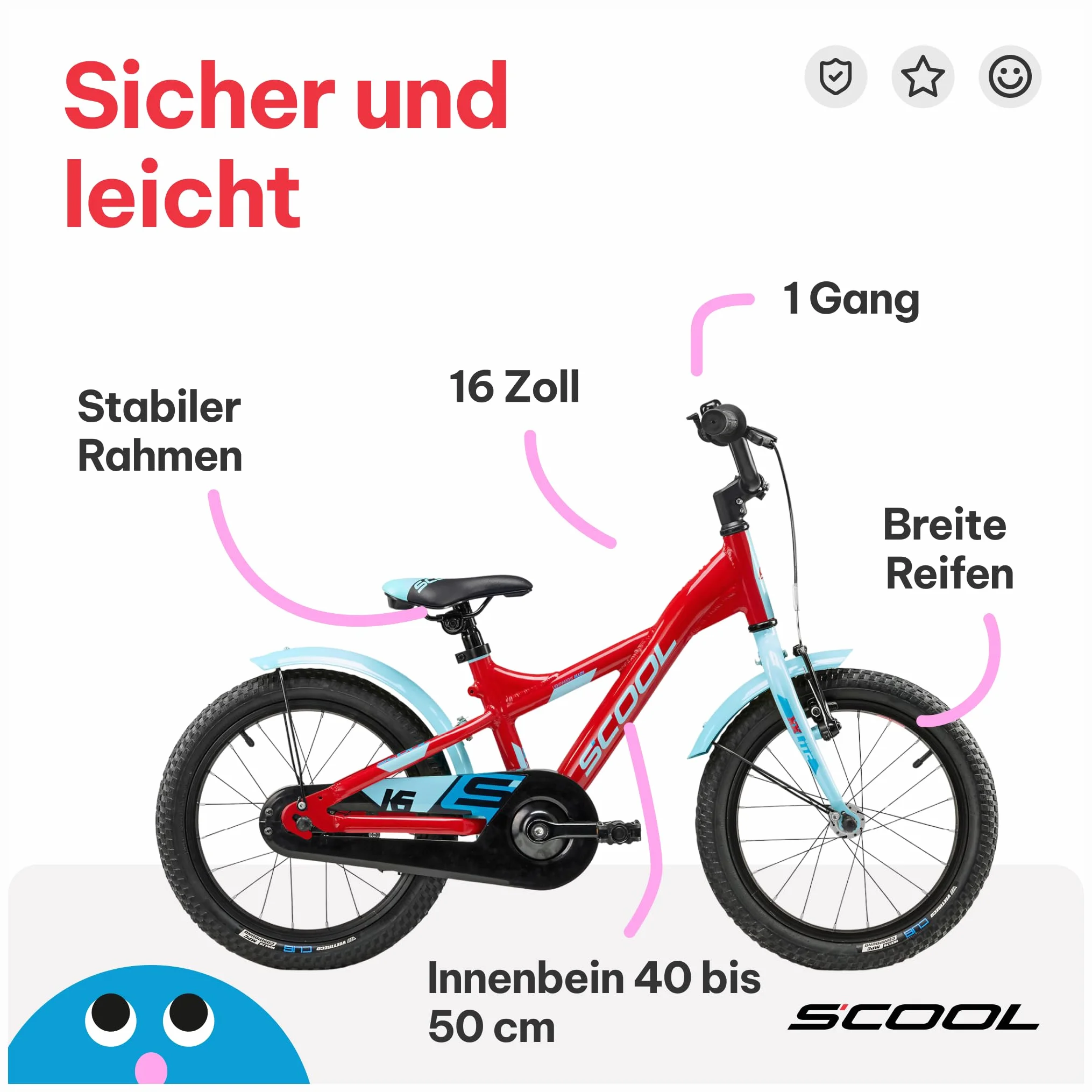 S'COOL XXlite 16/18" vélo enfant 1 vitesse 4-7 ans 100-120 cm