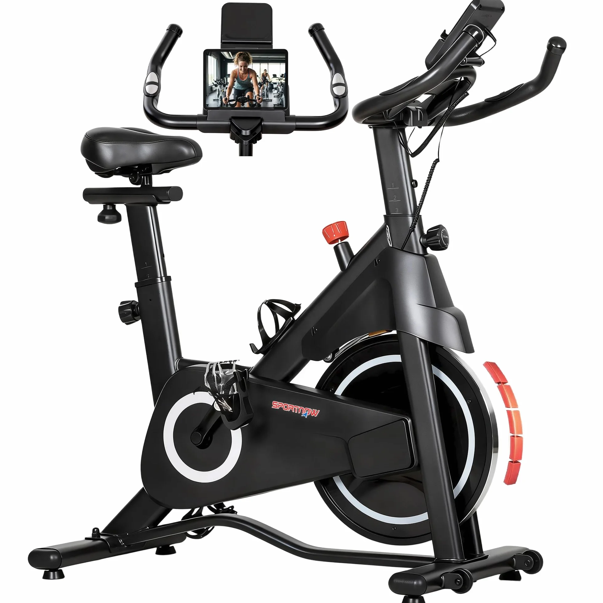 SPORTNOW Vélo d'Appartement avec Résistance Magnétique Réglable, Vélo d'Appartement avec Écran LCD, Siège Confortable, Selle et Guidon Réglables, pour Entraînement Cardio, Capacité 120 kg