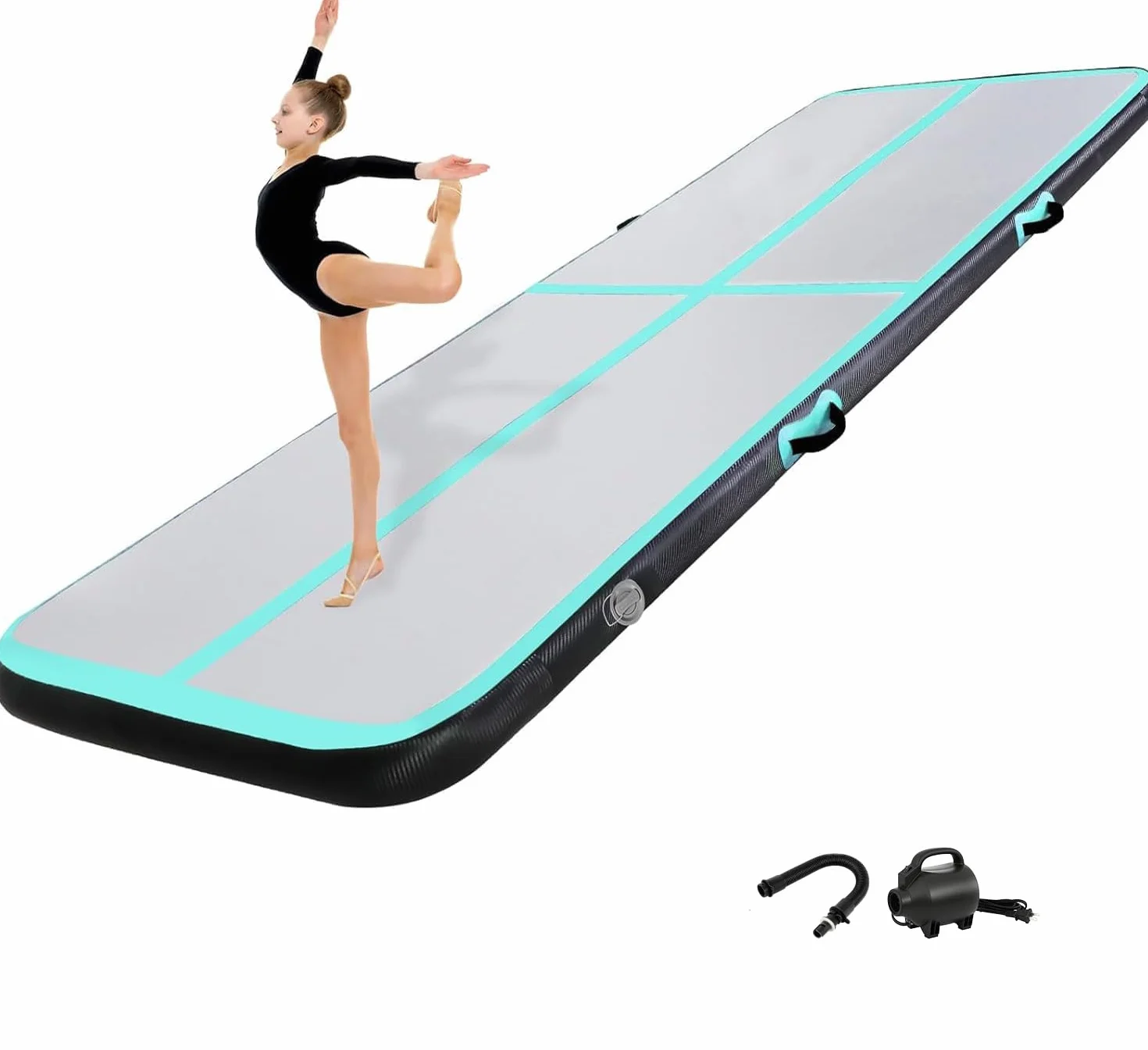 Tapis de Tumbling, 10/20 CM d'épaisseur Tapis d'entrainement, 2/3/4/5/6M Tapis de Gymnastique,Tapis d'exercice avec Pompe à air, Piste de Gym Gonflable, Matelas d'Air