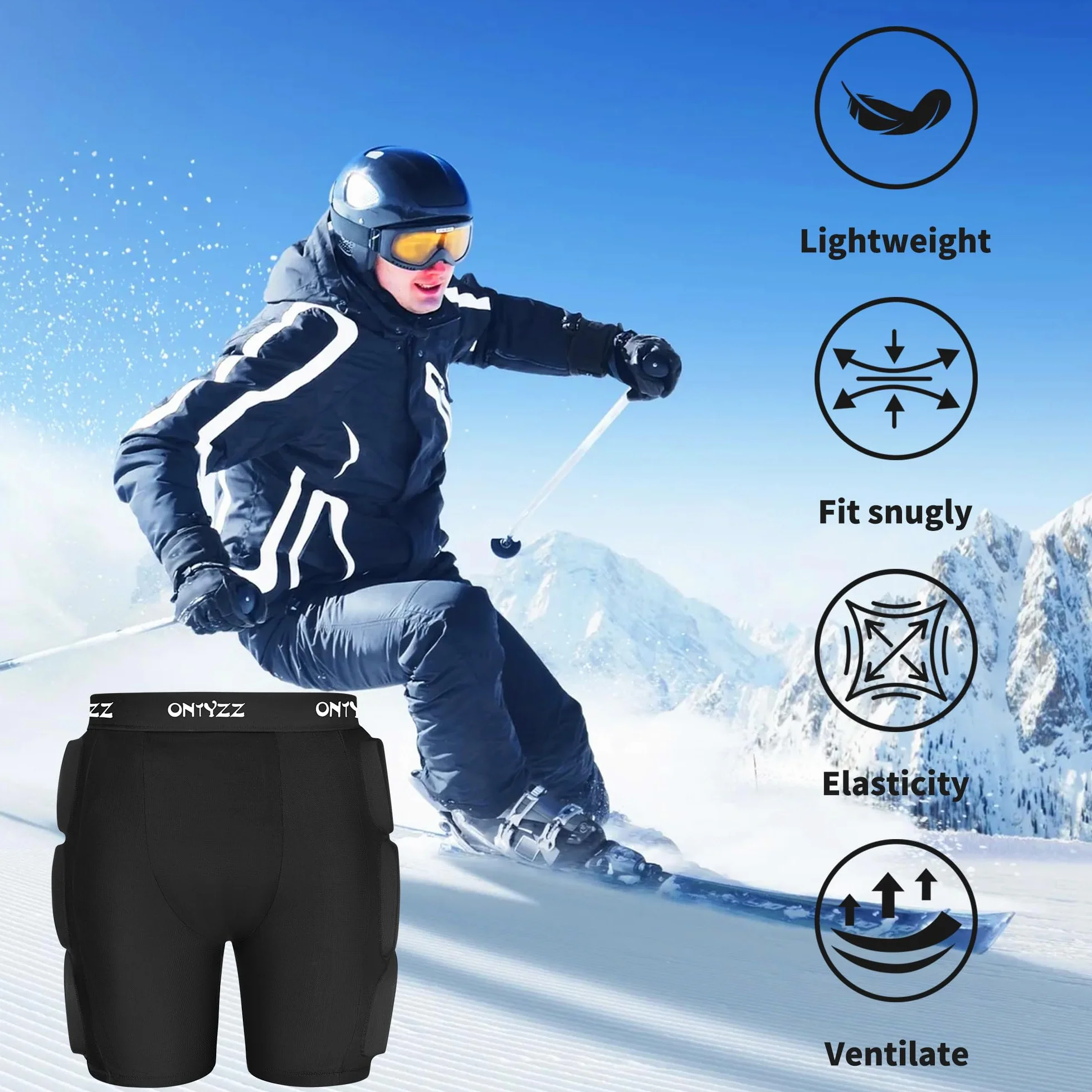 Pantalon Protection 3D pour Skateboard Ski Snowboard Hanches Fesses Coccyx Rembourré