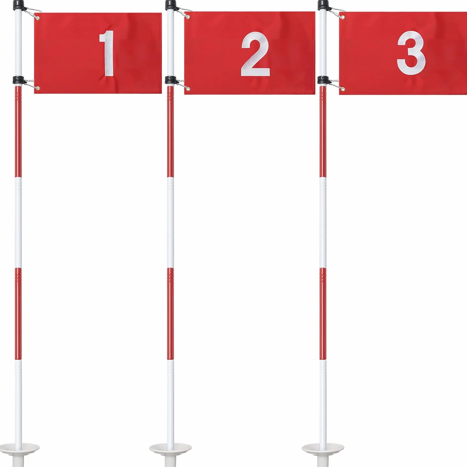 Lot de 3 drapeaux de golf verts de 188 cm, drapeaux de golf pour cour, golf, drapeau pour terrain de conduite, lot de 3