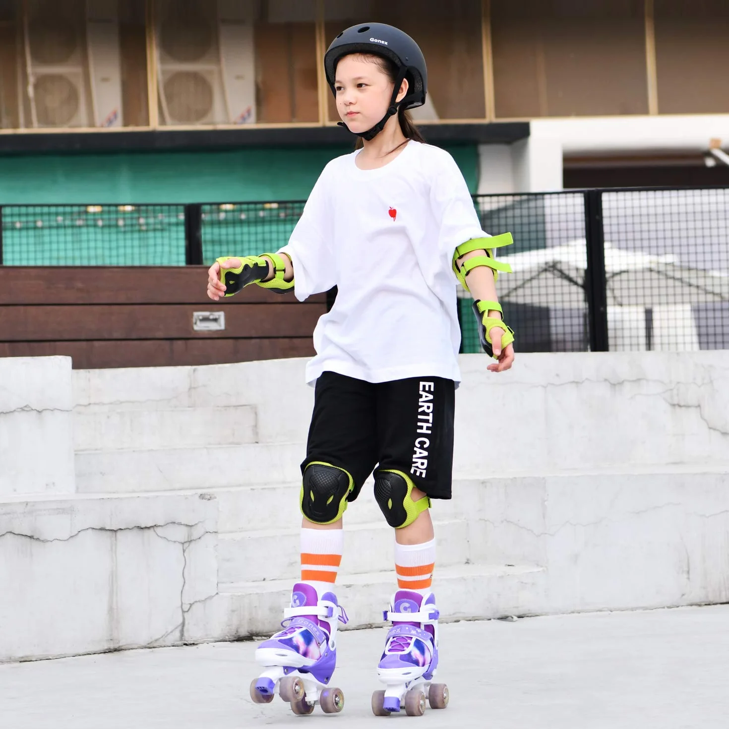 Gonex Rollers Enfant Réglables Quad à Roues Éclairées pour Filles Débutants