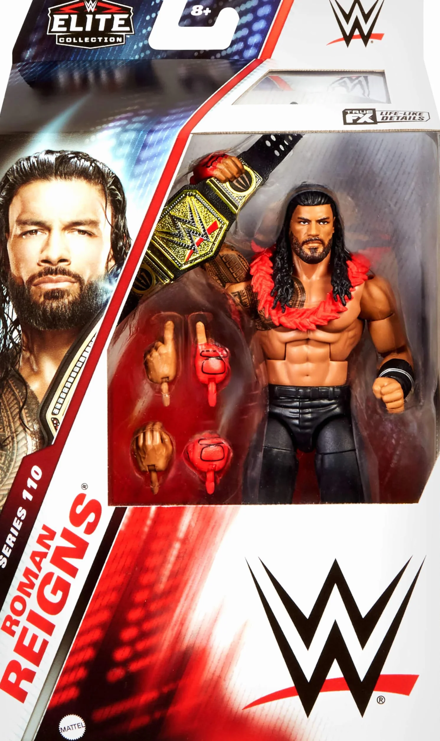 Mattel WWE Elite Figurine et accessoires, série #110 Roman Reigns 15,2 cm à collectionner avec 25 points d'articulation et mains interchangeables