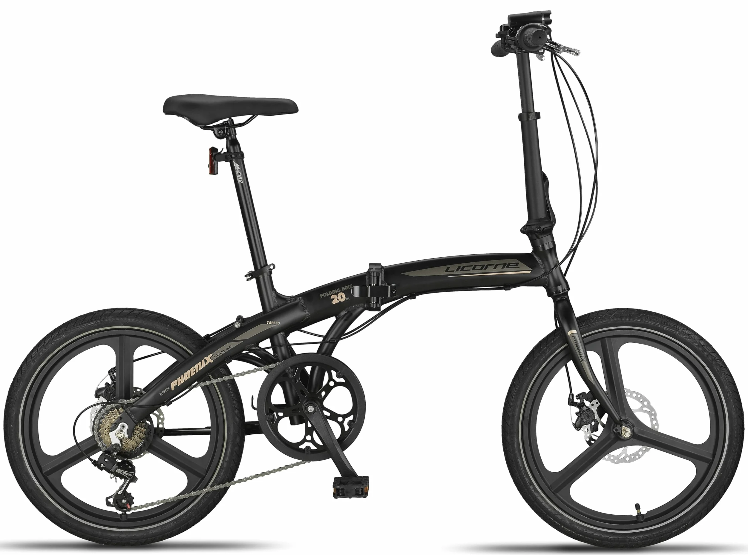 Licorne Bike Phoenix 2D Cross Vélo pliant en aluminium 20" avec frein à disque et frein à disque Pour homme et femme Dérailleur 7 vitesses Cadre en aluminium