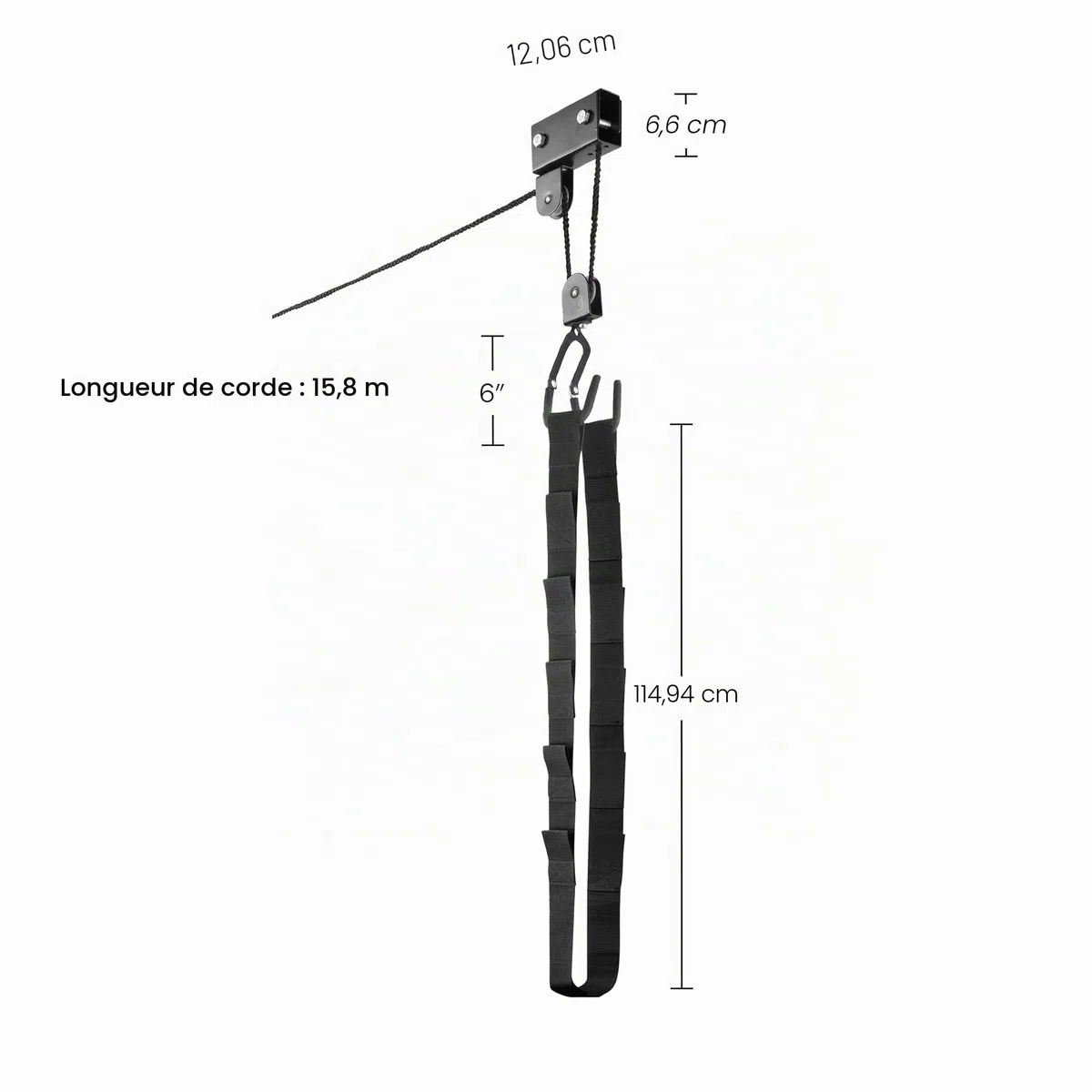 Système de poulie supérieure pour Kayak, canoë, vélo ou échelle (capacité de 57 kg)