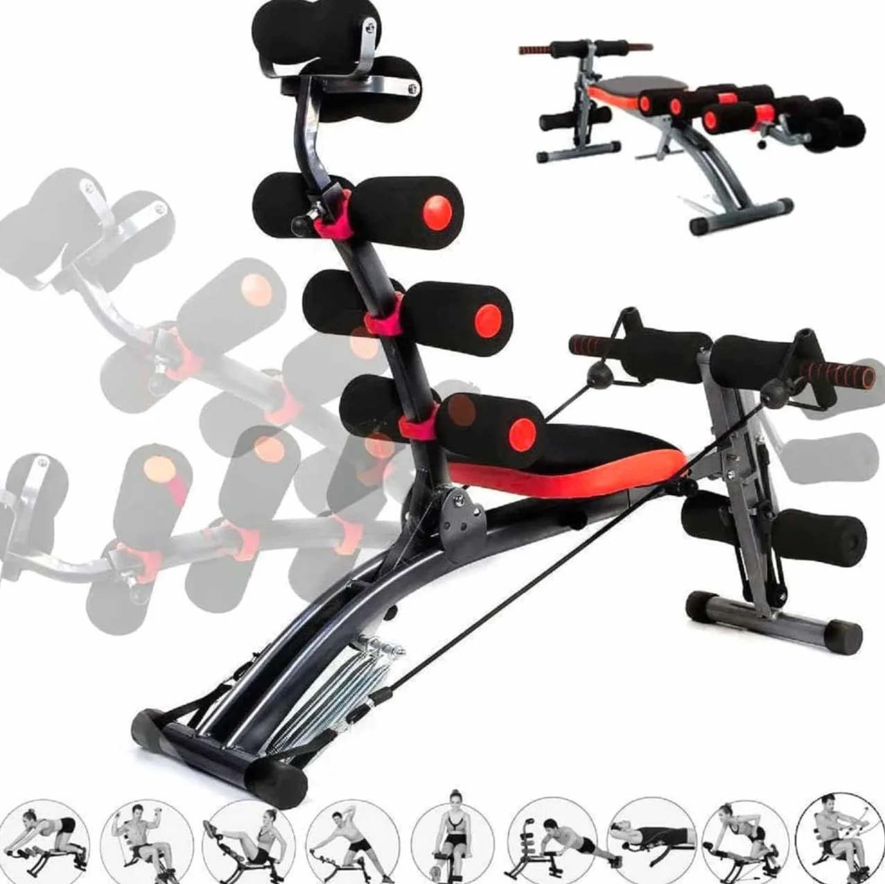 TechFit Abdos Musculation Bench, All Crunch, Multifonction 6 en 1 Banc Abdominaux de Gym Pliant Équipement de Fitness Vertical, Banc de Musculation Pliable d'entraînement complet du corps
