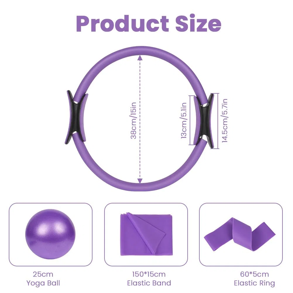 Kit de Pilates, Pilates Accessoires, Anneau de Pilate, Bande de Résistance en Latex, Ballon Yoga, Cercle de Résistance Élastique, Extracteur de Pédale et Extracteur en Forme de 8