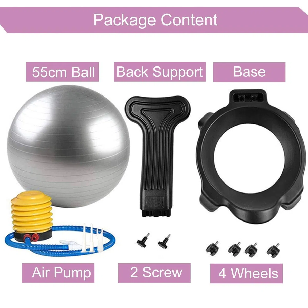 Chaise de Ballon de Fitness, Chaise de Bureau de Yoga avec Rouleaux/Support Dorsal, Ergonomique, pour Adultes/Femmes Enceintes