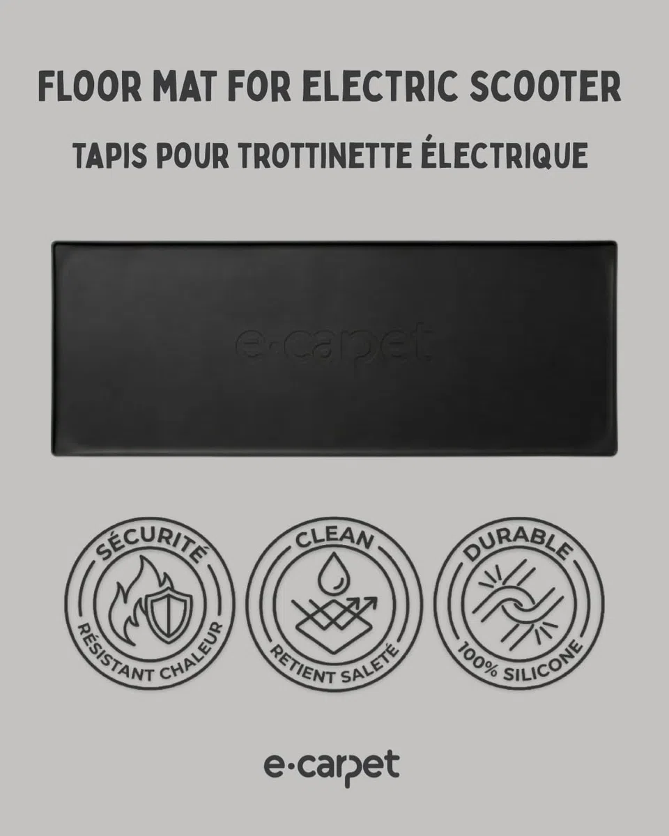 Tapis de Protection Sol pour Trottinette Électrique | Silicone Étanche, Bordure Rétention d'Eau, Ignifuge, Compatible Tous Modèles