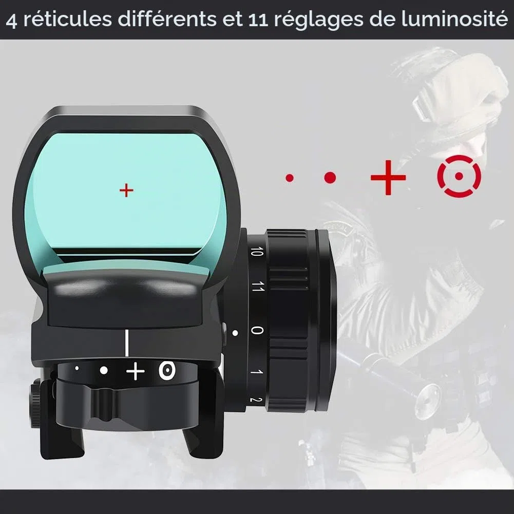 Feyachi RS-25 Viseur Point Rouge avec 4 Réticule 11 Luminosité Réglages Tactique Viser Airsoft Étanche Viseur Optique avec 20mm/22mm Picatinny Montage sur Rail