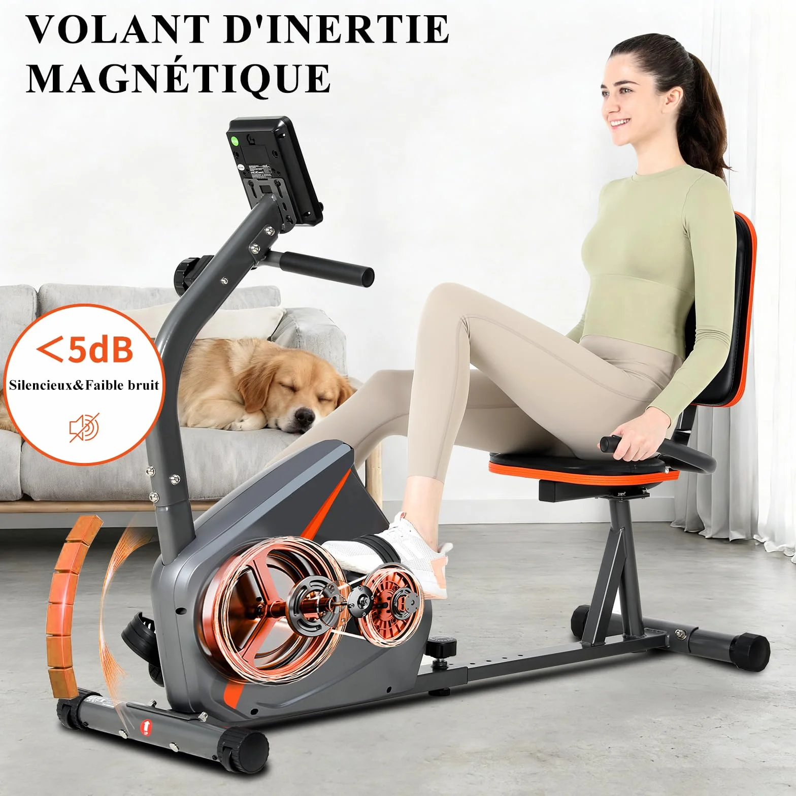 ISE Vélo d'Appartement Semi-Allongé Vélo Couché avec Frein Magnétique, Roues de Transport, Capteurs d'Impulsion, l'Ecran LCD, 8 Niveaux de Résistance Réglables, Velo d appartement Semi Allongé