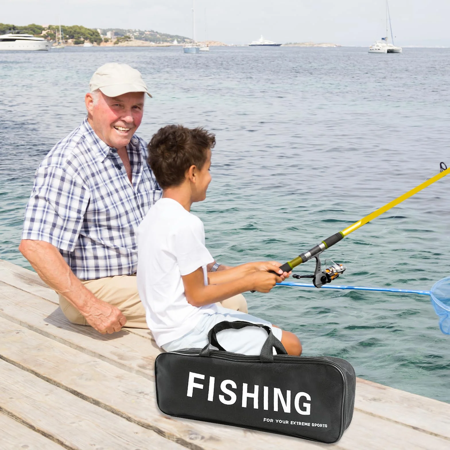 Kit de pêche enfants 1,8 m canne télescopique fibre de carbone moulinet leurres