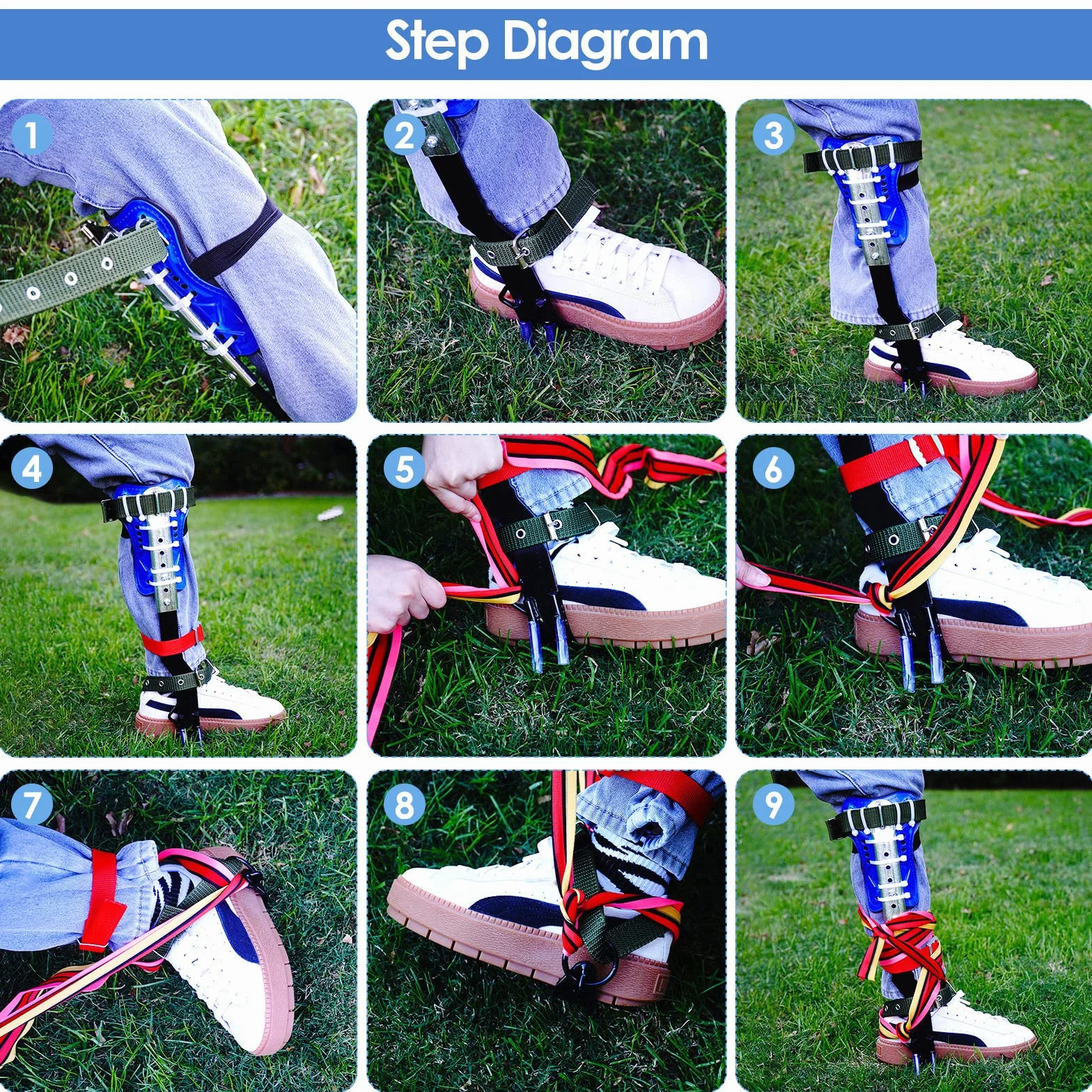 Ensemble De Pointes D'escalade d'arbre, Griffe Elagage Equipement d'escalade d'arbre,Tree Climbing Spikes Réglable en hauteur,Avec de ceinture de harnais de sécurité réglables
