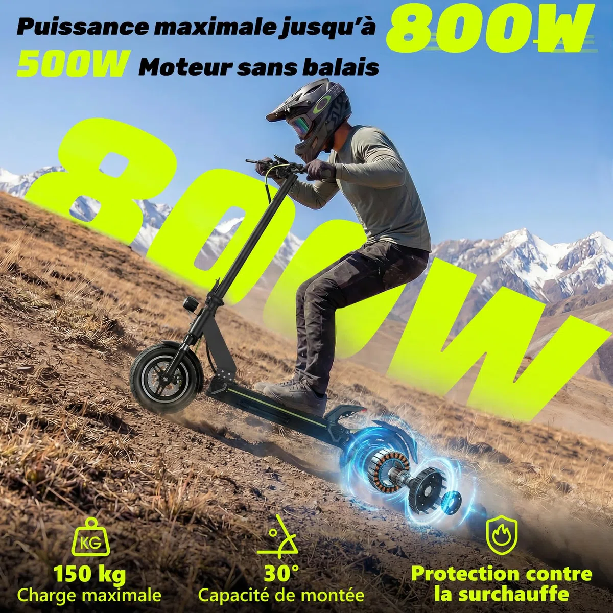 Trottinette Électrique Adulte Puissante Tout-terrain, Moteur 2000W Autonomie jusqu’à 80 km, Batterie 48V (13Ah / 18,2Ah / 20,8Ah), Double Suspension, Antivol, Trotinette Electrique Adulte Ultra Legere