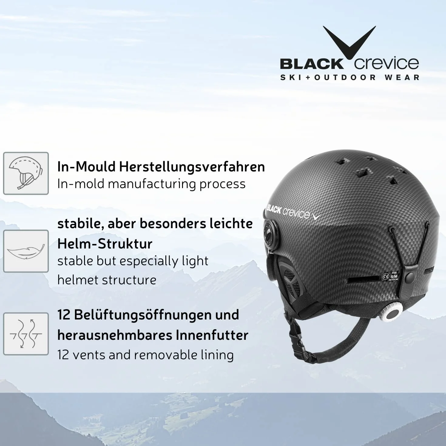 Black Crevice Casque de Ski pour Adulte Gstaad