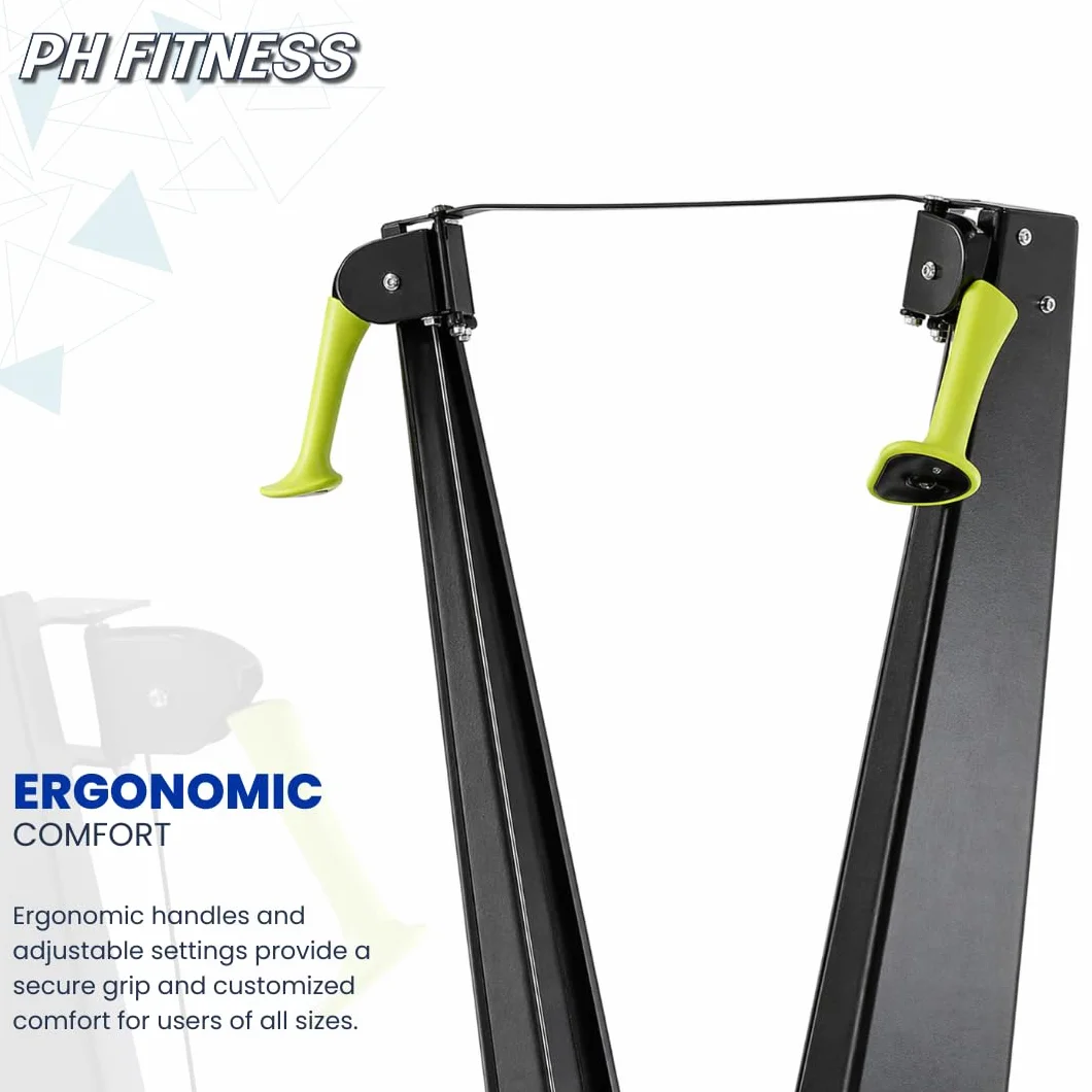 PH Fitness Ski Machine: Advanced Air Resistance Full Body Trainer | Crossfit Compact & HIIT SkiErg pour la Maison | Intensité réglable, Plaque de Base Durable & Design Ergonomique | Max 130kg