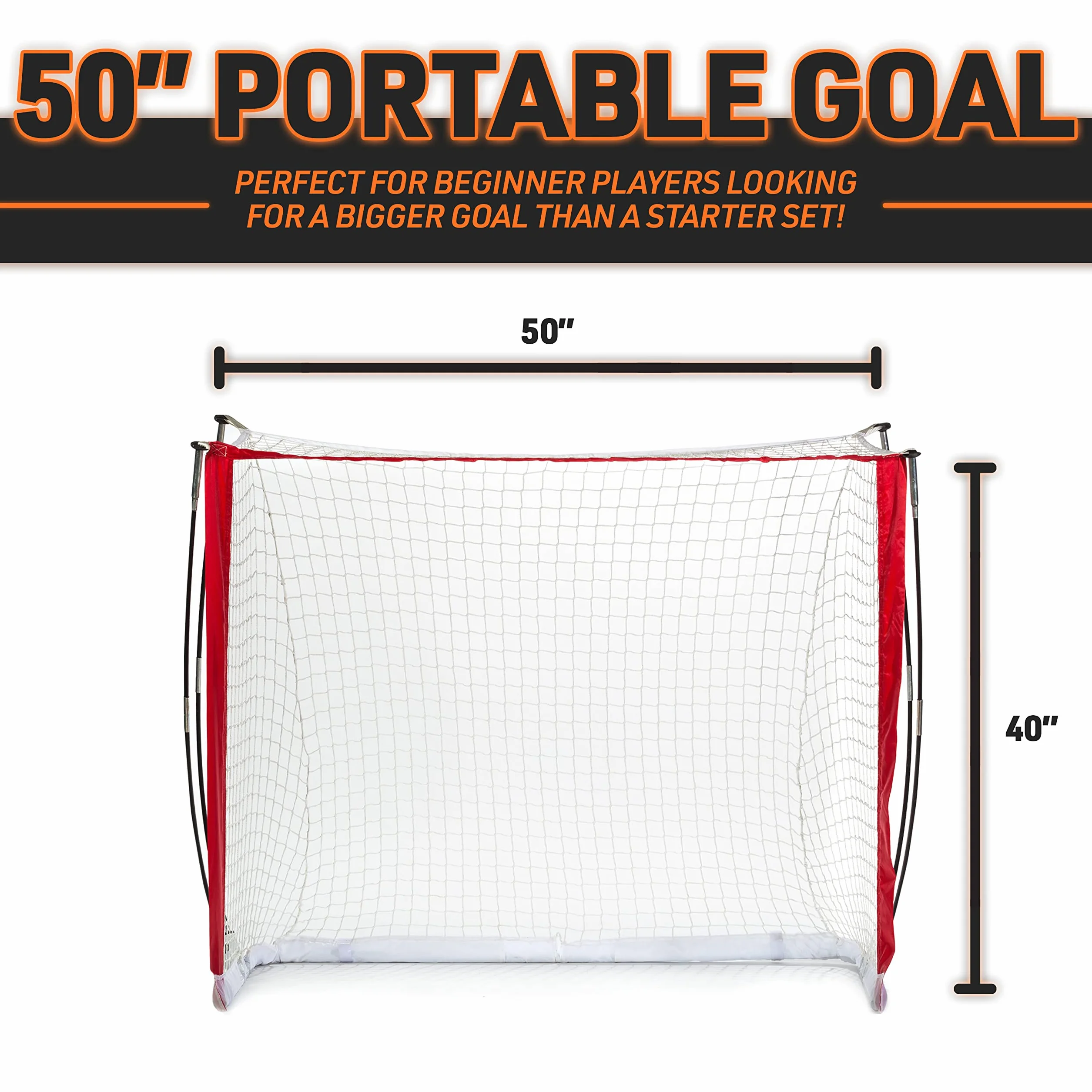 Franklin Sports Fibertech Cage de Hockey de Rue Portable de la LNH Ensemble de But roulettes-127 cm Unisexe-Adolescents, Rouge, 50 inches