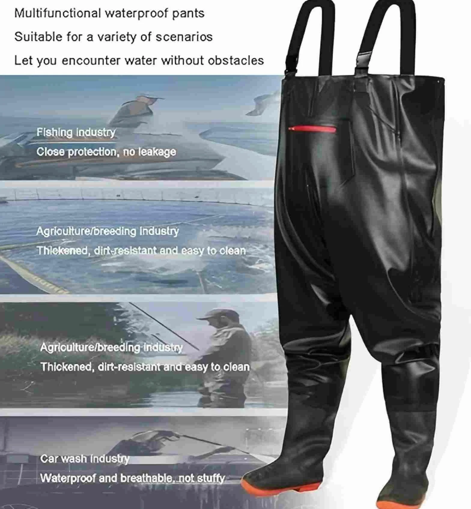 HoldOneLight Waders surdimensionnés pour homme, en PVC, imperméables, pour la chasse, avec ceinture de pied de bottes, respirant, léger