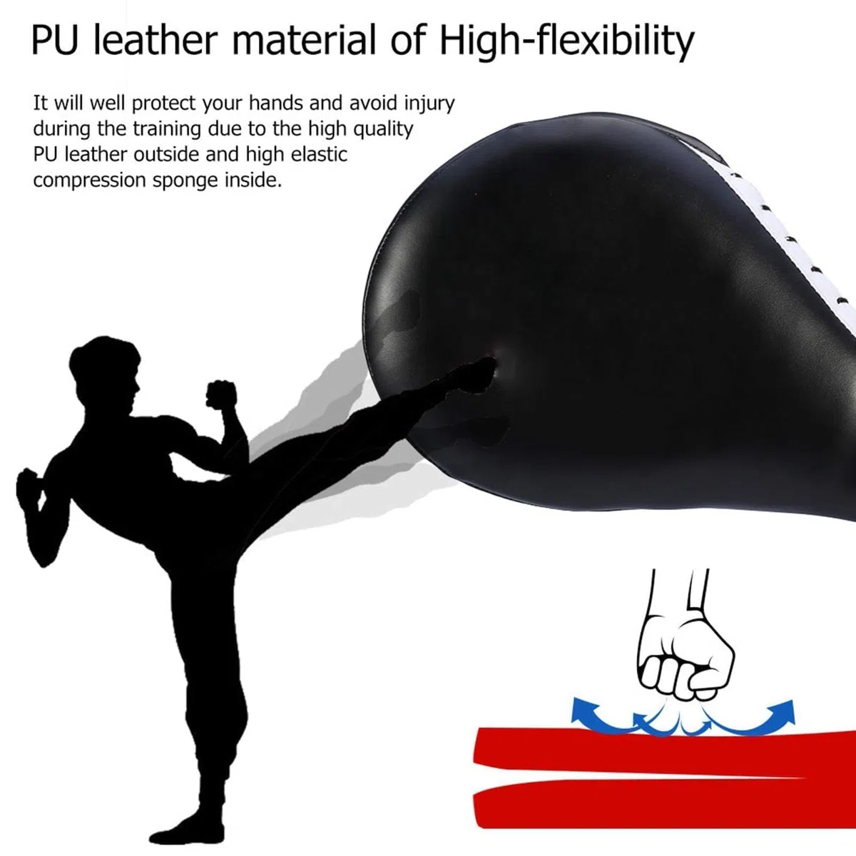 Taekwondo Kick Pad, Lot De 2 Pagaies D'entraînement De Karaté Kicking Target Pads Frappe Durables Noir Double Strike Pads Doubles Kicking Pads Cible Bi Lobée Arquée Pour Entraînement De Boxe Karaté