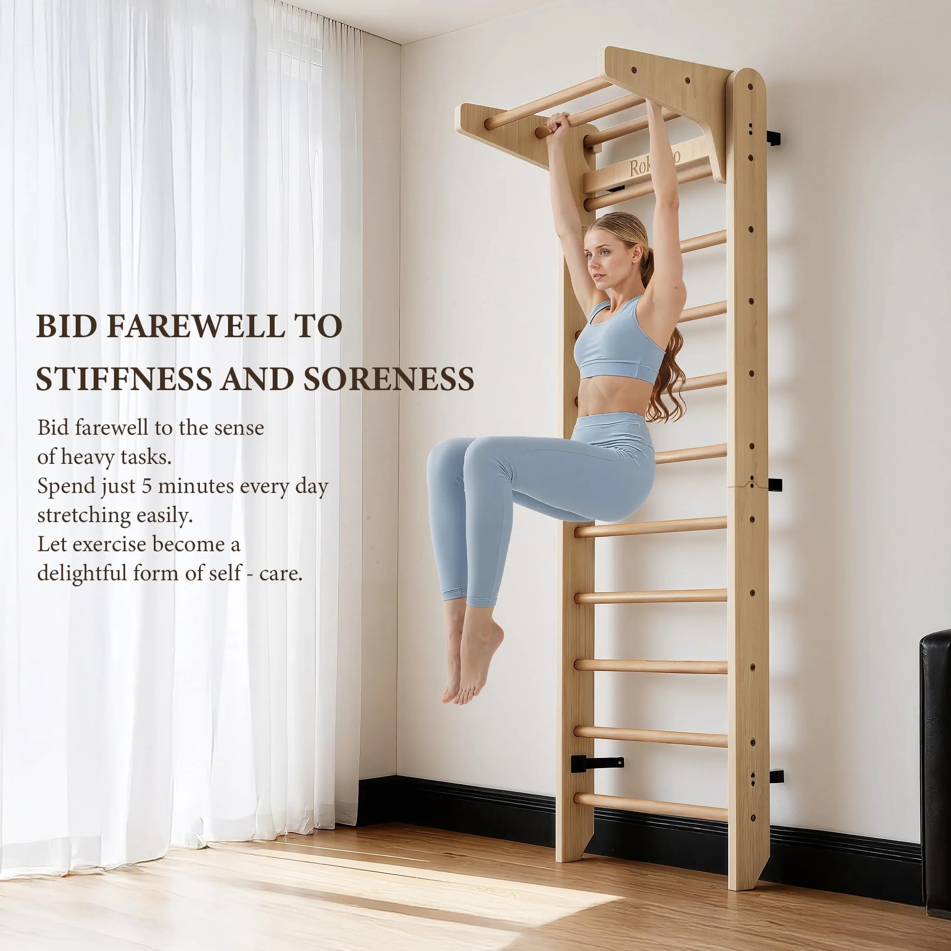 Échelle suédoise Multifonction en Bois à Fixation Murale pour Enfants et Adultes