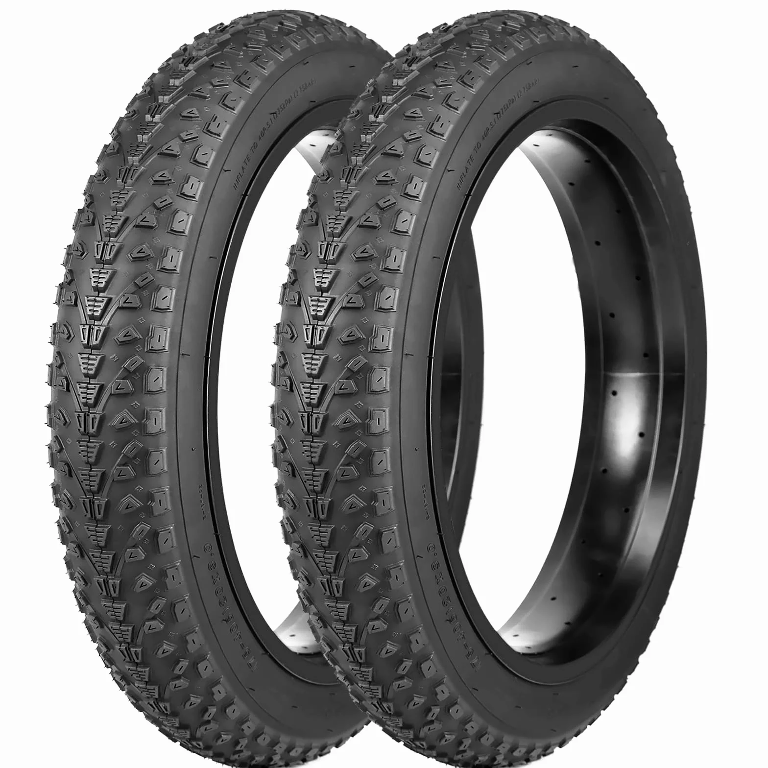 Pneu de vélo 20 x 3,0" Fat E-Bike – Tires 75-406 avec profil antidérapant pour vélos électriques (2 pneus noirs (pneus sans chambre à air uniquement), 20 x 3,0 pouces