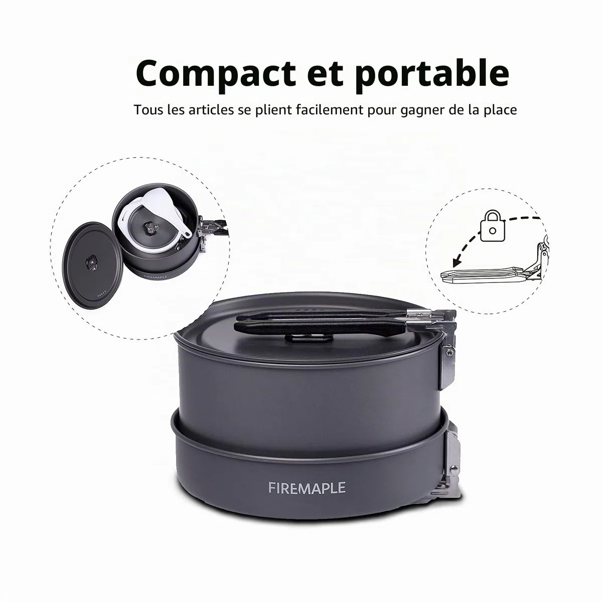 Fire-Maple Kit de Casserole Camping, Cookware Kit Batterie de Cuisine Ustensiles Bouilloire, Bols en Éponge pour Randonnée en Plein Air, Randonnée en Camping
