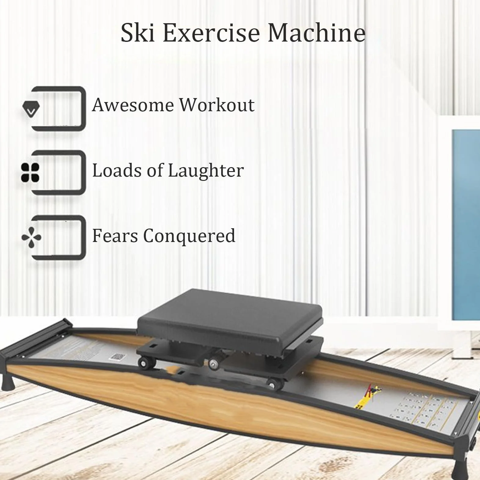 Machine de Ski simulée en intérieur, Ensemble d'outils d'entraînement de Force et d'équilibre, avec Canne de Marche, résistance Librement réglable de 0 à 100 kg