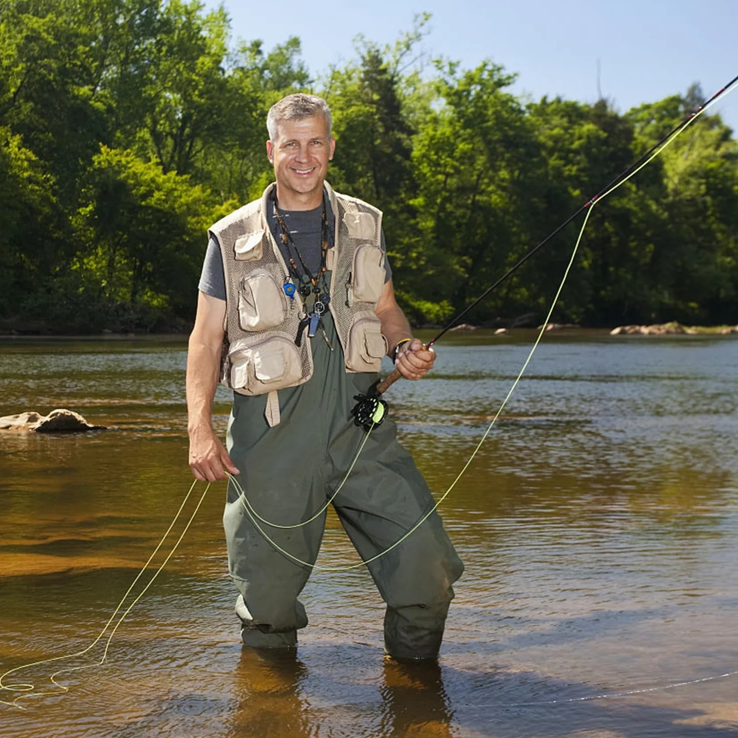 Daromigo Waders imperméables pour homme - Avec bottes - En nylon PVC 70D - Idéales pour la pêche et les activités de plein air