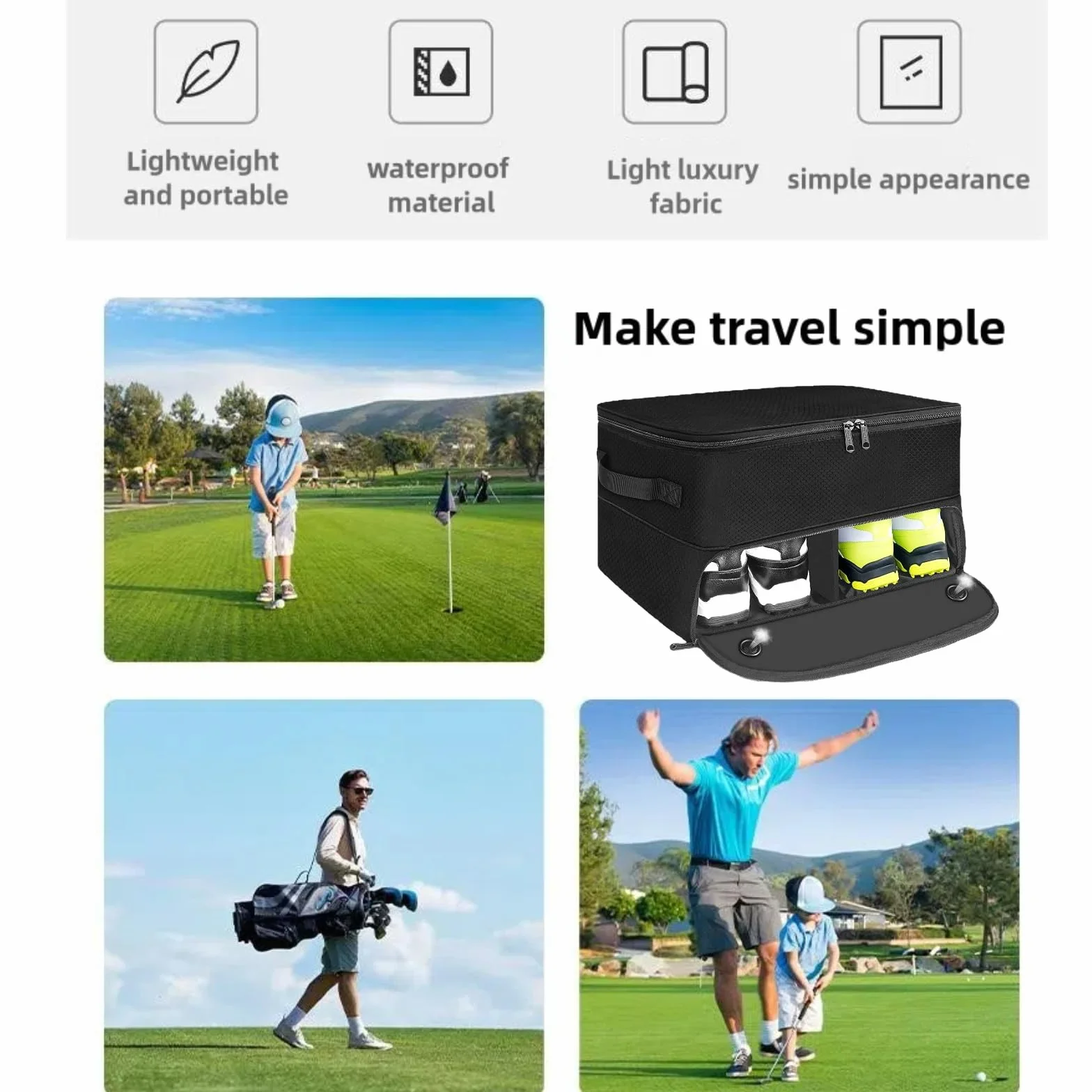 Organiseur de coffre de golf – Sac de rangement pour casier de voiture à 2 couches – Casier d'équipement de golf pour homme et organisateur de chaussures pour balles, t-shirts, vêtements