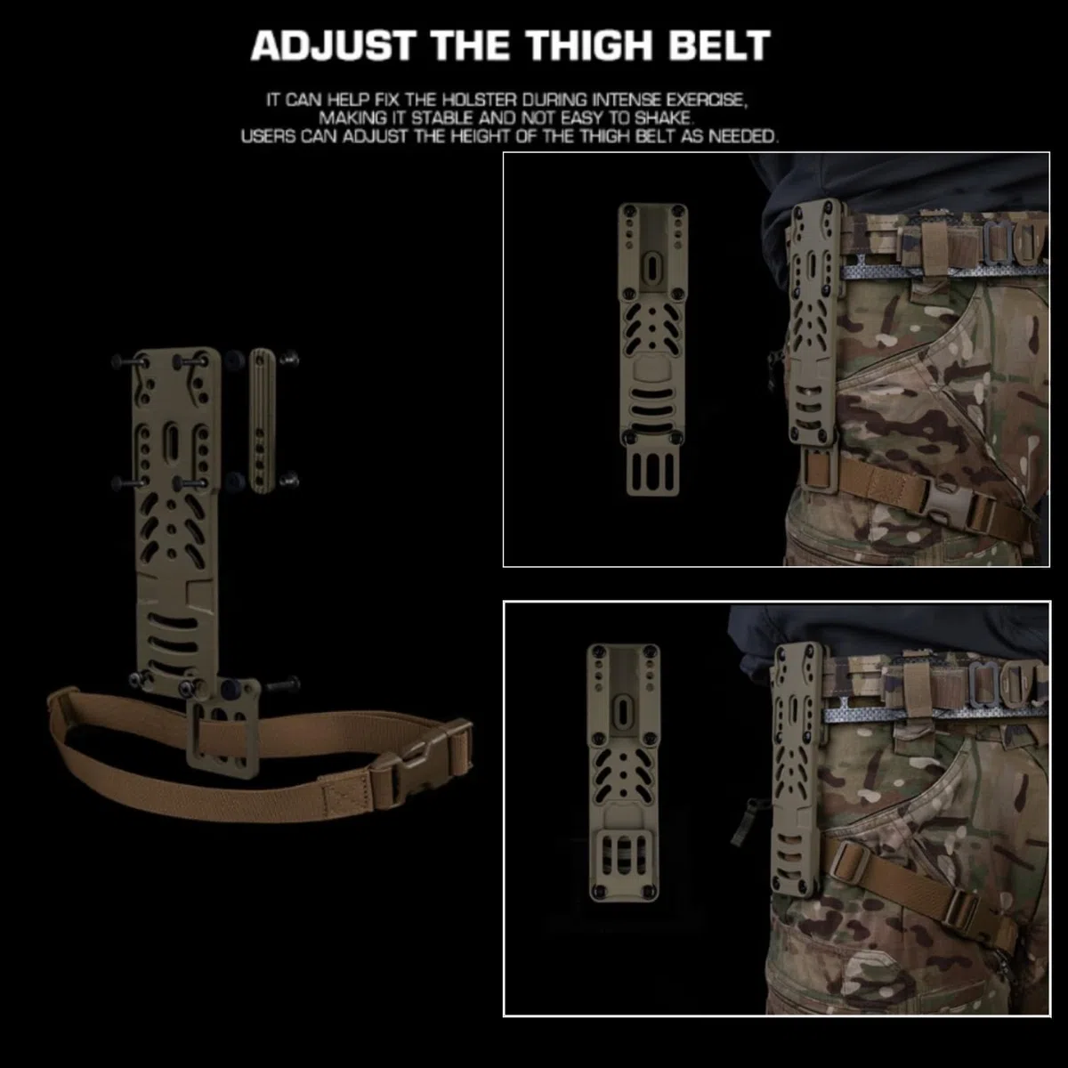 Adaptateur modulaire pour étui à Arme, Adaptateur Tactique pour étui de Jambe pour kit QLS, Accessoire pour Ceinture de Service avec Sangle de Cuisse pour Airsoft, Chasse et tir