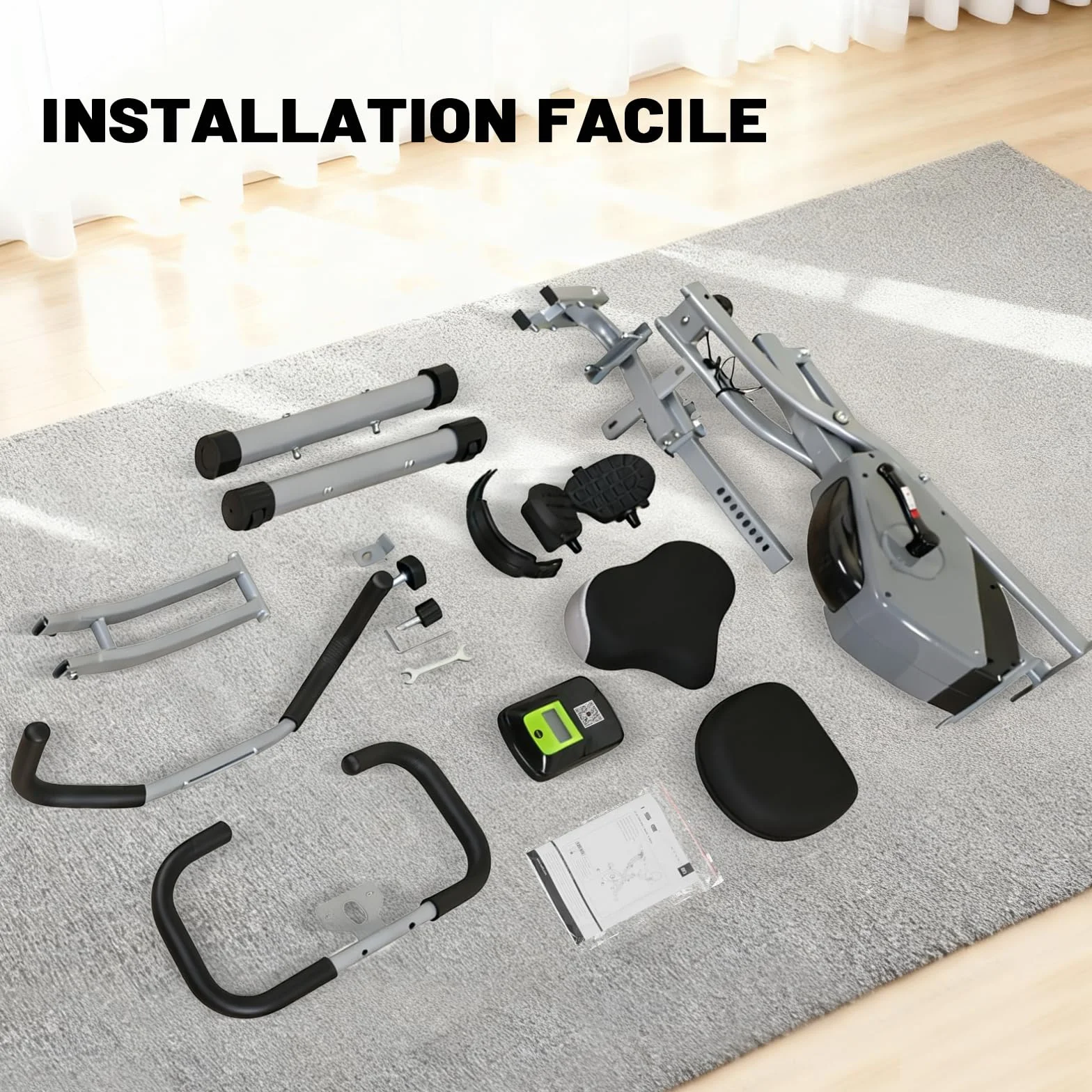 ISE 2-IN-1 Vélo d'Appartement Pliable, Cardio Training 8 Niveaux Résistance Magnétique, Bluetooth