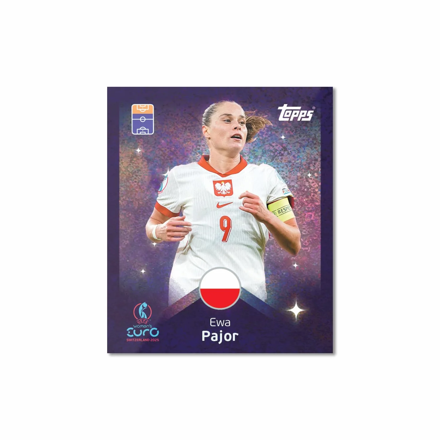 Topps Official Women's Euros 2025 Collection d'autocollants Boîte complète 50 paquets d'autocollants pour femme par boîte (300 autocollants).