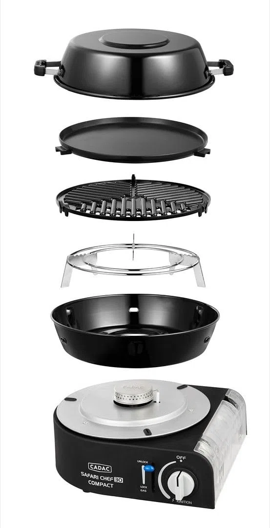 CADAC Safari Chef Compact 30 - Barbecue acier - aluminium - plastique - gaz - Noir - Grill de camping